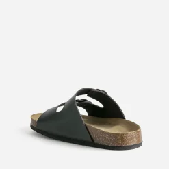 Mule anatomique noir en cuir