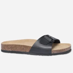 Mule anatomique noire en cuir