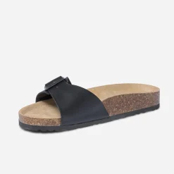 Mule anatomique noire en cuir