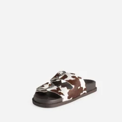 Mule anatomique TEXTO marron cuir motif vache