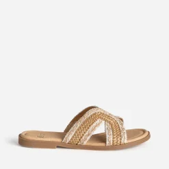 Mule beige raphia tressé