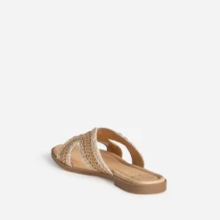 Mule beige raphia tressé