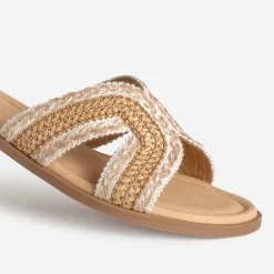 Mule beige raphia tressé