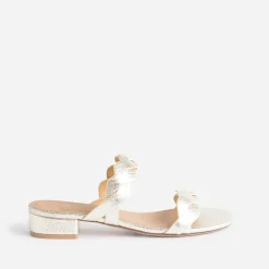 Mule dorée à brides entrelacées