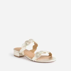 Mule dorée à brides entrelacées