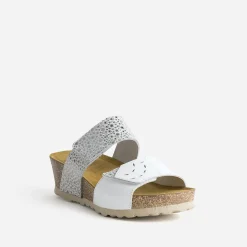 Mule FRANCE ARNO blanche et argentée cuir