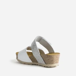 Mule FRANCE ARNO blanche et argentée cuir