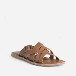 Mule marron cuir éco-conçu