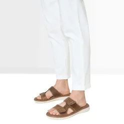 Mule marron en cuir à scratchs