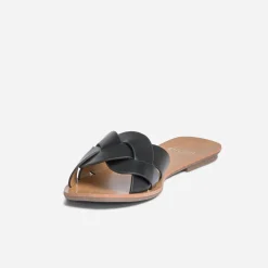 Mule noire à bride tressée