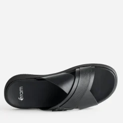 Mule noire cuir brides croisées