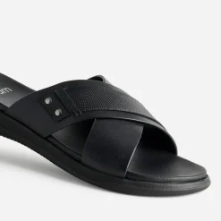 Mule noire cuir brides croisées