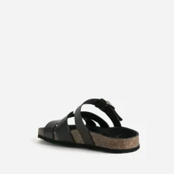 Mule noire cuir double bride