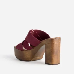 Mule TEXTO bordeaux cuir velours à talon