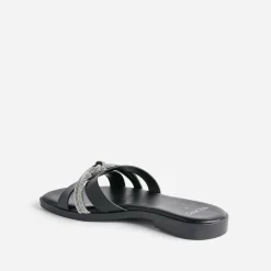 Mule TEXTO noire avec bride strassée