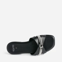 Mule TEXTO noire avec bride strassée