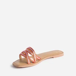 Mule TEXTO orange et parme cuir métallisé