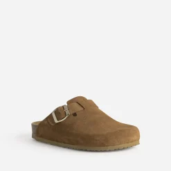 Mule-sabot TEXTO cognac cuir velours