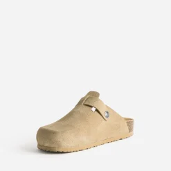 Mule-sabot TEXTO en cuir velours beige