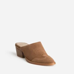 Mule-santiag TEXTO marron cuir velours