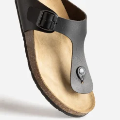 Mule-tong anatomique noire en cuir