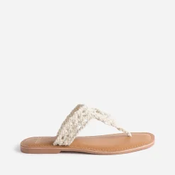 Mule-tong TEXTO beige en macramé