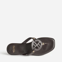 Mule-tong TEXTO marron cuir