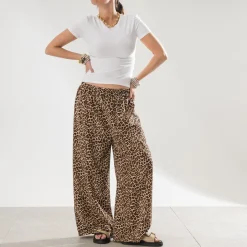 Pantalon fluide TEXTO imprimé léopard