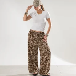 Pantalon fluide TEXTO imprimé léopard