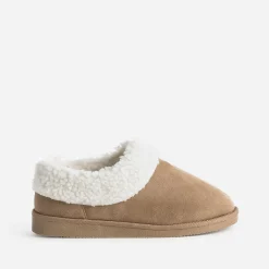 Pantoufle camel fourrée