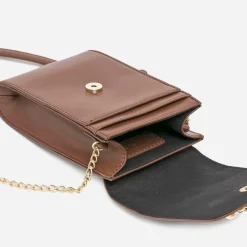 Pochette à téléphone cognac avec embossage