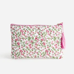 Pochette blanche fleurie à message brodé