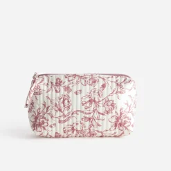 Pochette écrue motif fleurs roses