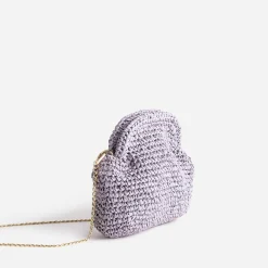 Pochette minaudière lilas en paille papier