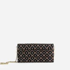 Pochette noire en textile à motif graphique