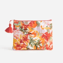 Pochette TEXTO blanche imprimé feuillage