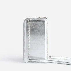 Pochette-téléphone TEXTO argent métallisé