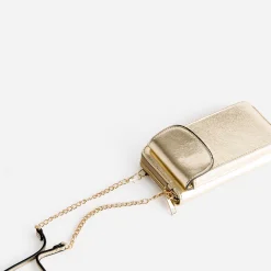 Pochette-téléphone TEXTO doré métallisé