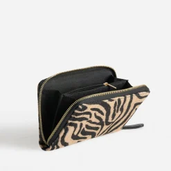 Portefeuille TEXTO beige à motif zèbre