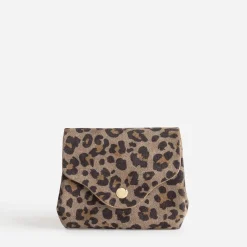 Porte-monnaie beige motif léopard 3 compartiments