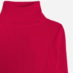 Pull TEXTO rouge côtelé à col roulé