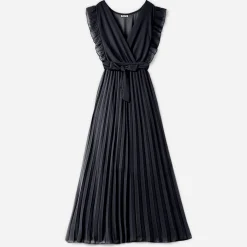 Robe longue TEXTO noire plissée