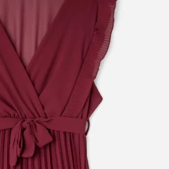 Robe longue TEXTO rouge foncé plissée