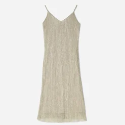 Robe TEXTO beige métallisé fines bretelles