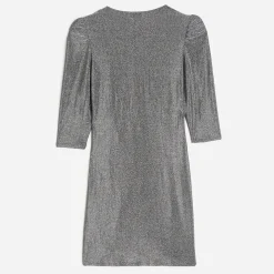 Robe TEXTO grise métallisée drapée