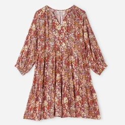 Robe TEXTO rouille à imprimé fleuri