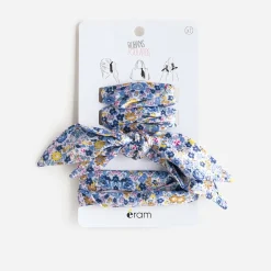 Rubans-foulards bleus à imprimé fleurs