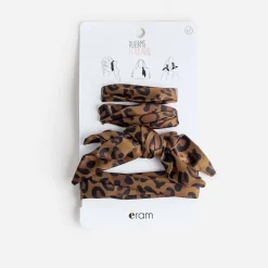 Rubans-foulards camel à motif léopard