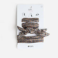 Rubans-foulards TEXTO à motif pied-de-poule bleu