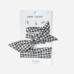 Rubans-foulards TEXTO noirs à motif pied-de-poule